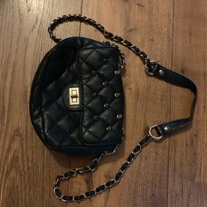 Black studded cross body purse